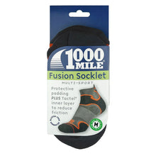 Load image into Gallery viewer, 1000 Mile Men's Fusion Tactel® Double Layer Socklet (Black/Orange)