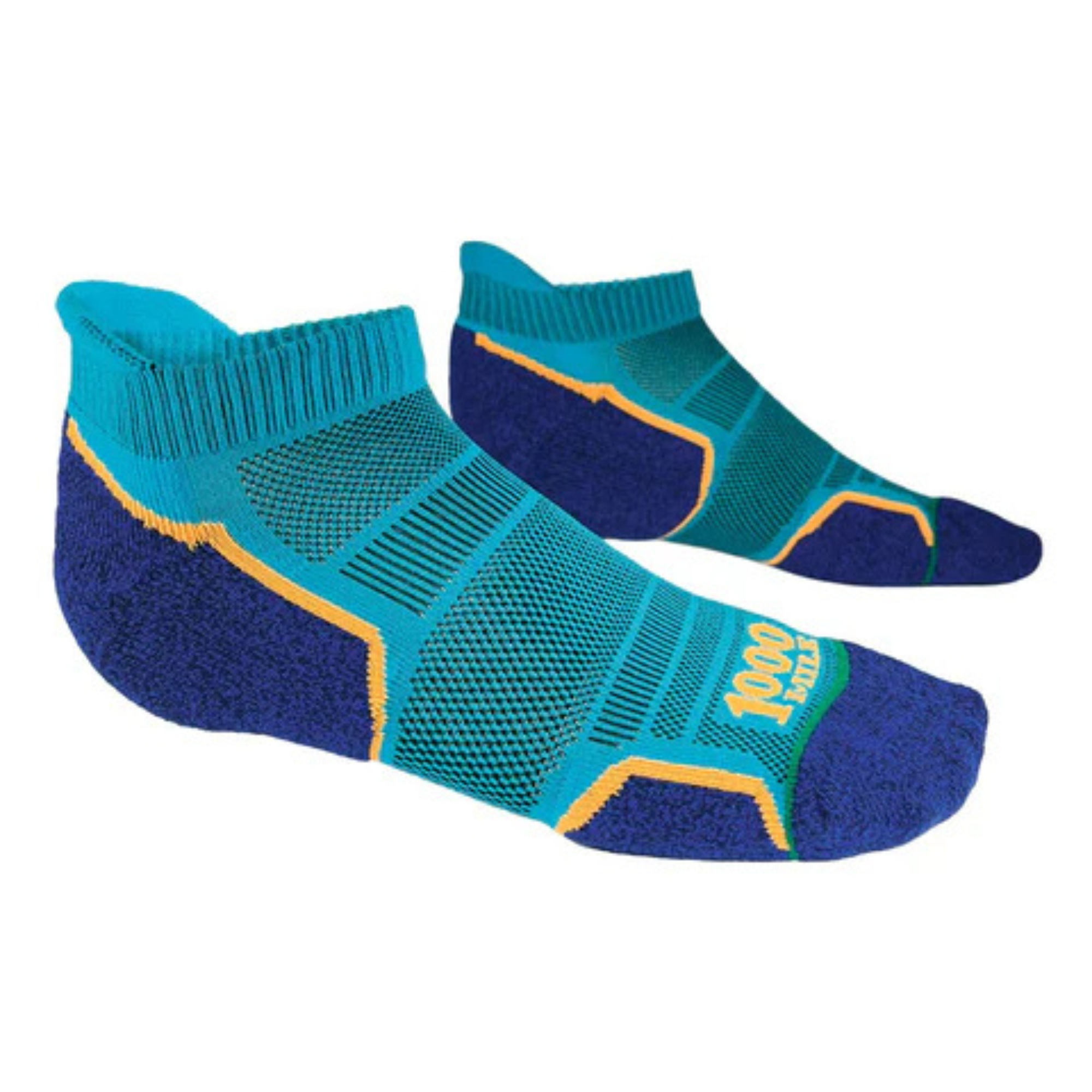 1000 Mile Men's Run Single Layer Socklet - 2 Pair Pack (Kingfisher Blue/Navy)