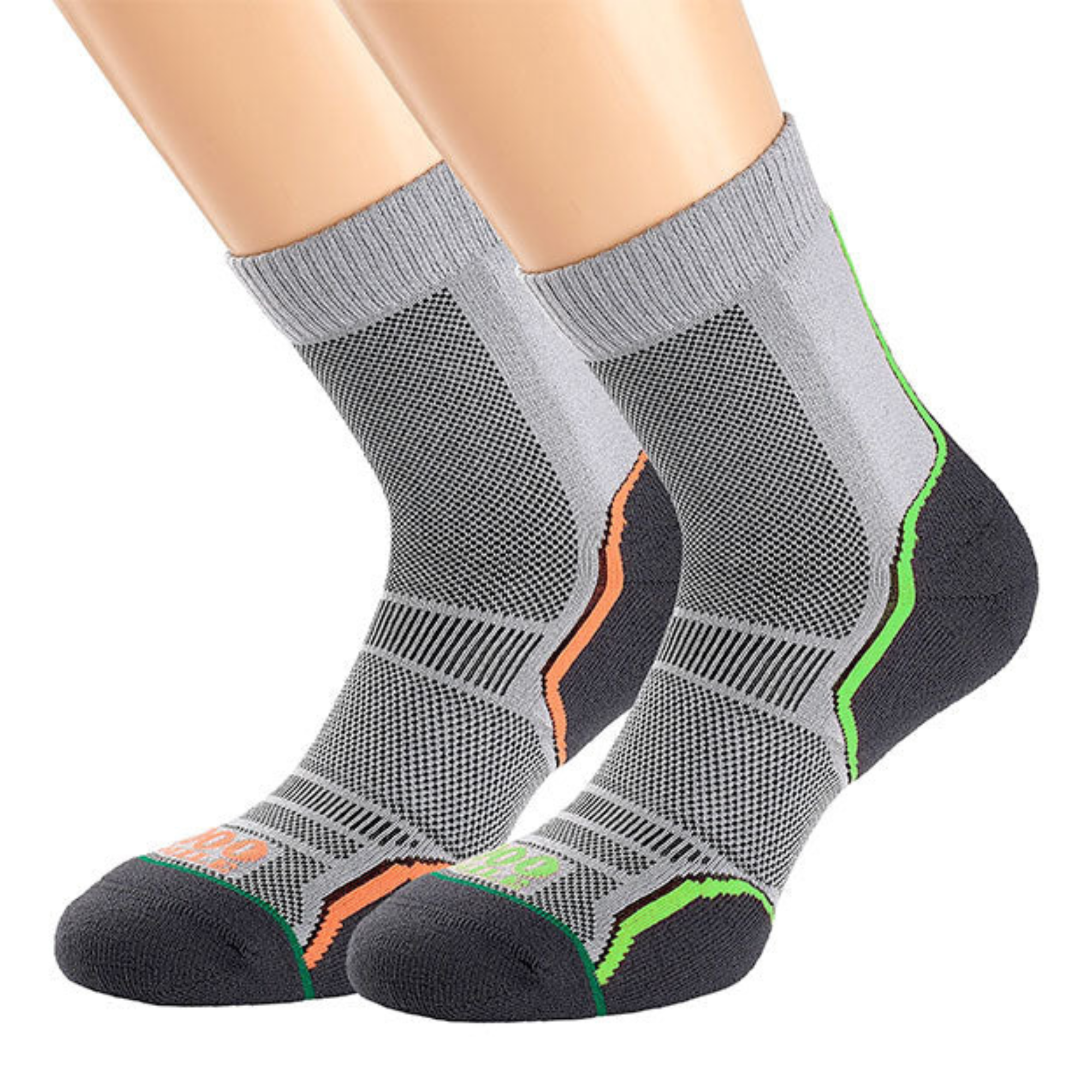1000 Mile Men's Trail Merino Blend Single Layer Socks - 2 Pair Pack (Grey)