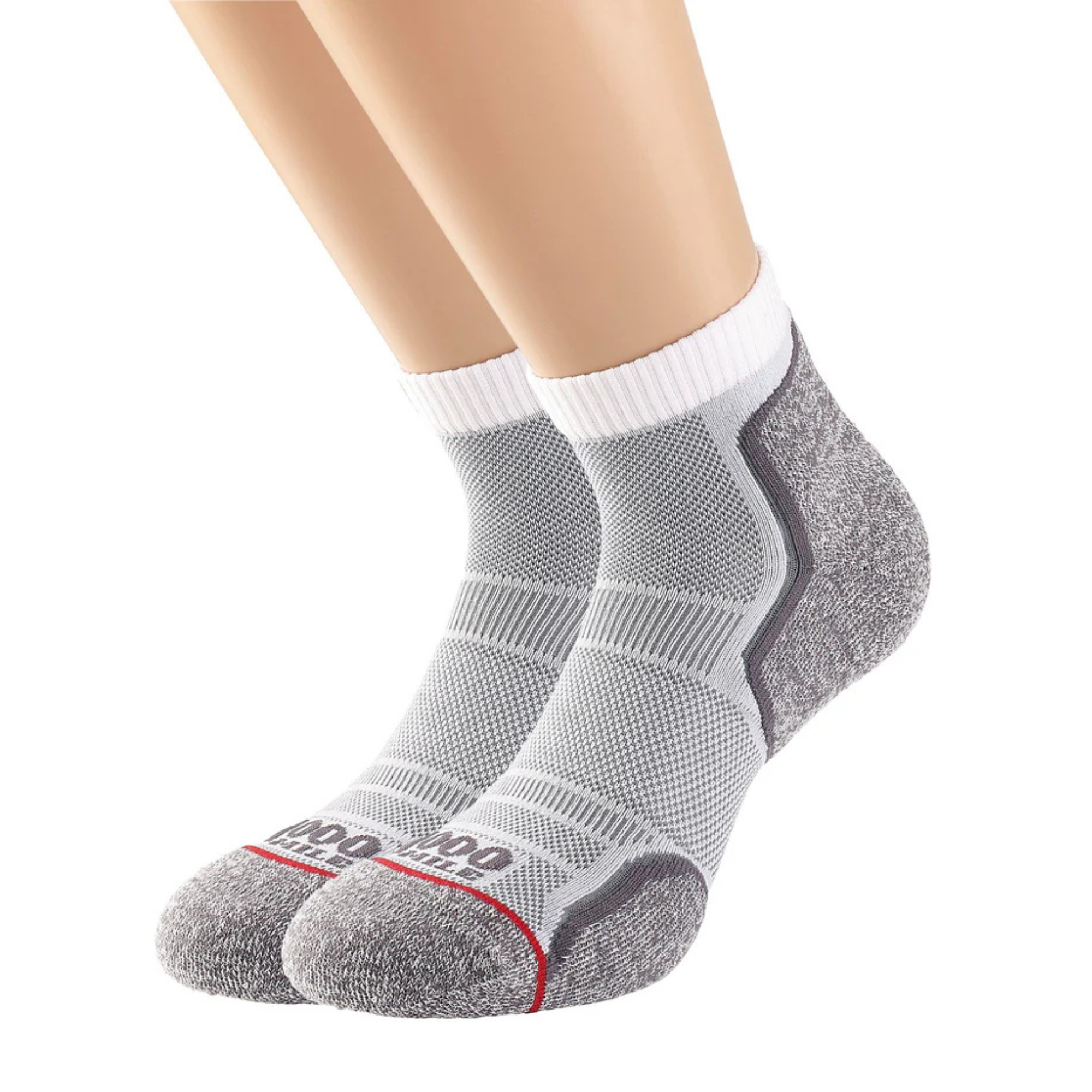 1000 Mile Men's Run Single Layer Anklet Socks - 2 Pair Pack (White)