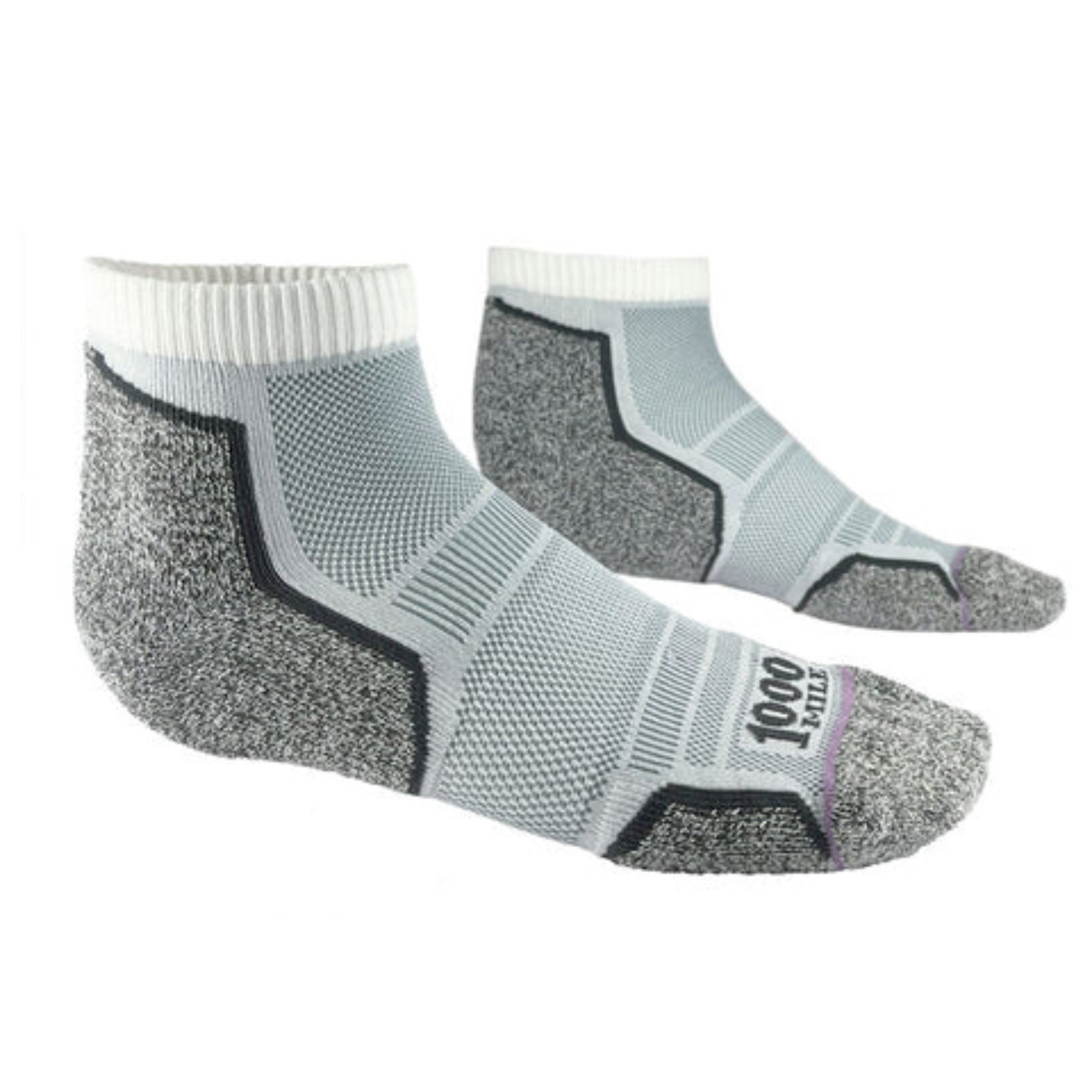 1000 Mile Men's Run Single Layer Anklet Socks - 2 Pair Pack (White)