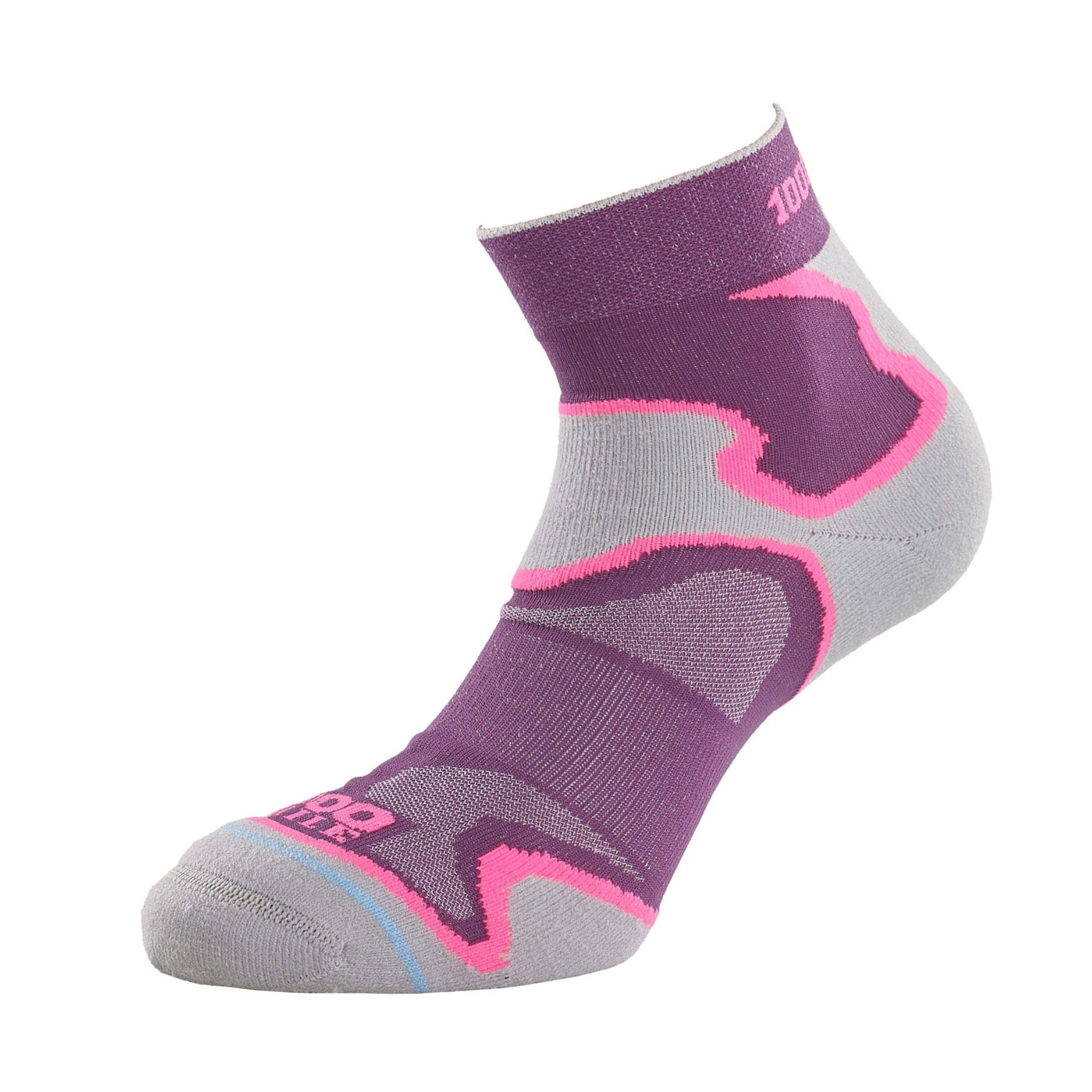 1000 Mile Women's Fusion Tactel® Double Layer Anklet Socks (Purple/Grey)