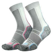 Load image into Gallery viewer, 1000 Mile Women's Repreve Recycled Range Trek Socks - 2 Pair Pack (Silver Blue/Silver Pink)