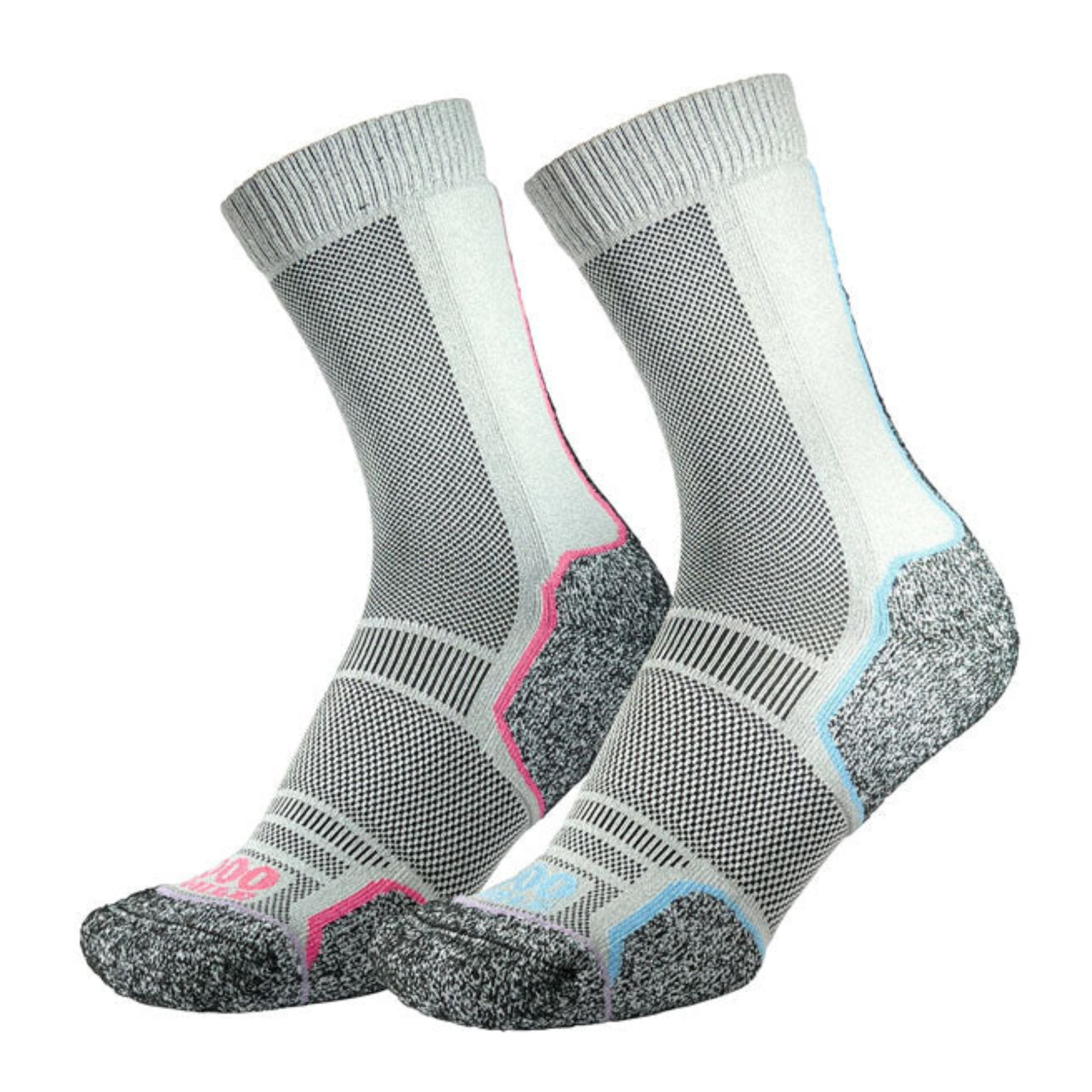 1000 Mile Women's Repreve Recycled Range Trek Socks - 2 Pair Pack (Silver Blue/Silver Pink)