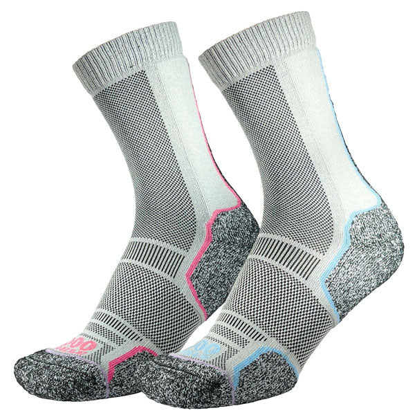 1000 Mile Women's Repreve Recycled Range Trek Socks  - 2 Pair Pack (Silver Blue/Silver Pink)
