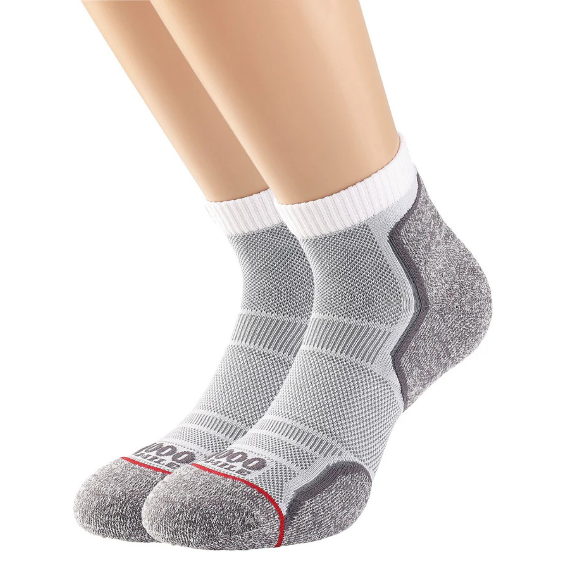 1000 Mile Women's Run Single Layer Anklet Socks - 2 Pair Pack (White)