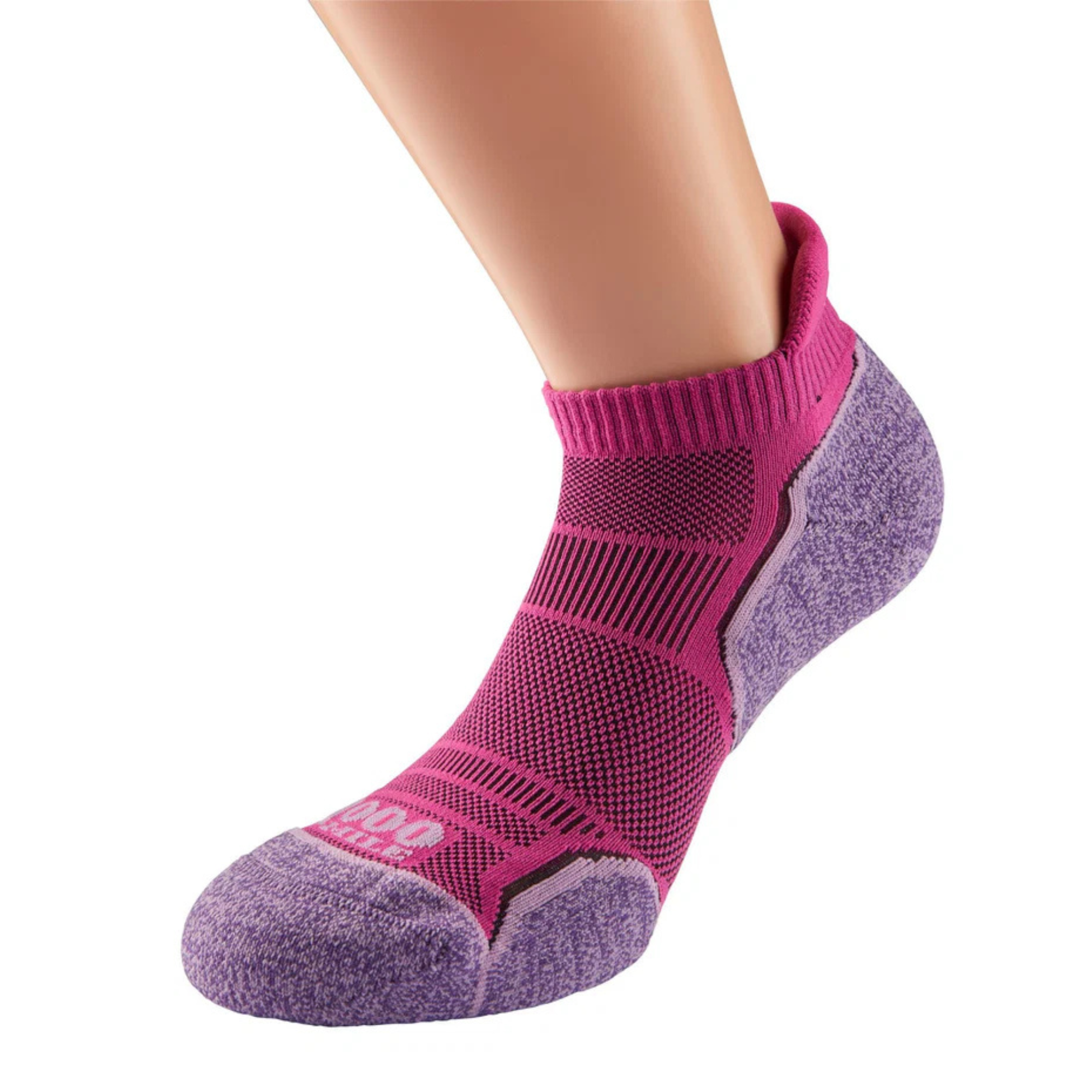 1000 Mile Women's Run Single Layer Socklet - 2 Pair Pack (Pink/Lavender)