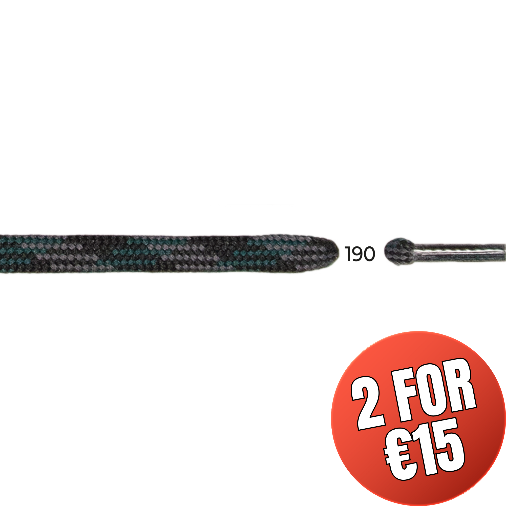 Barth 7mm/150cm Semicircular Laces (Graphite/Grey/Green)