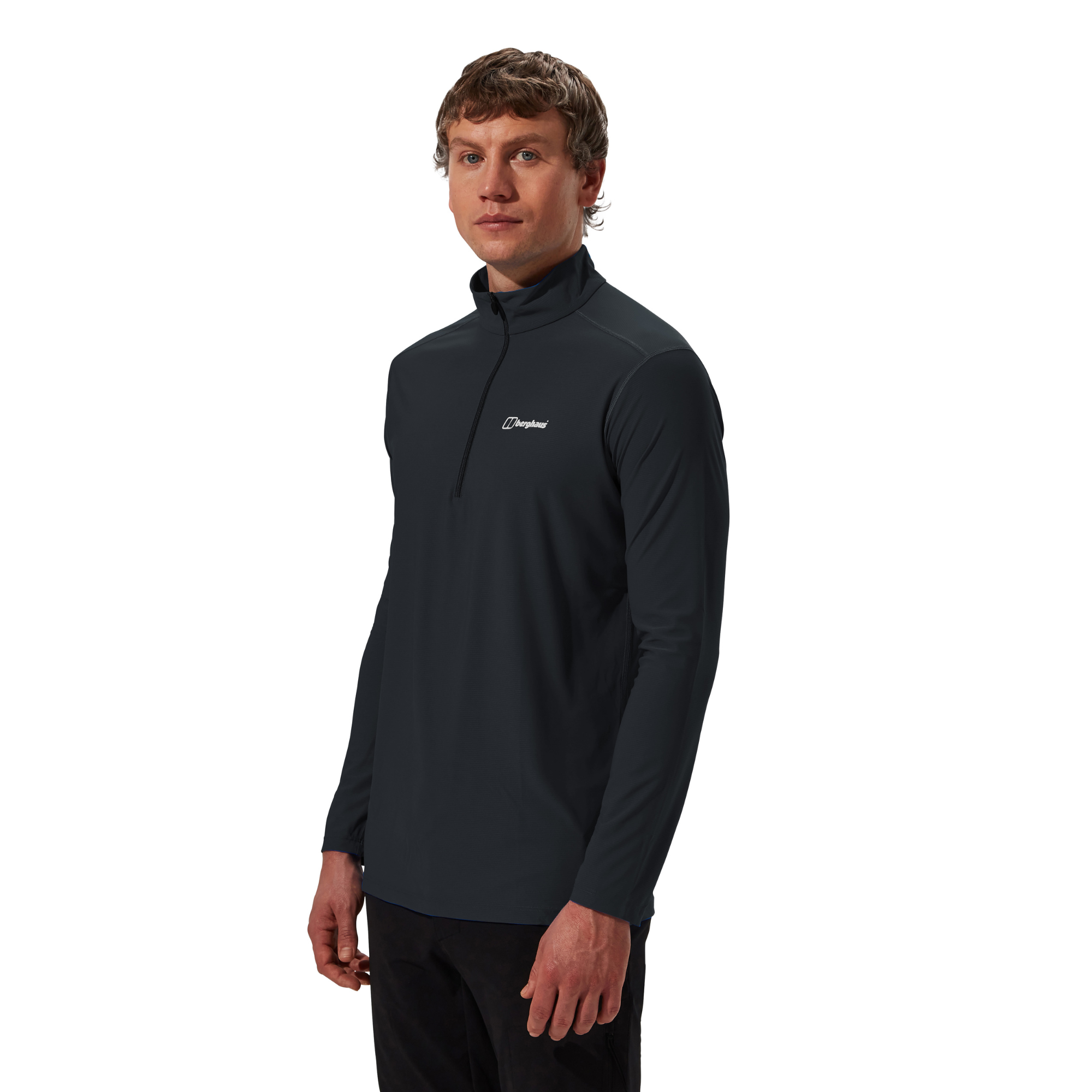 Berghaus Men's 24/7 Long Sleeve Half Zip Technical Base Layer Top (Black)