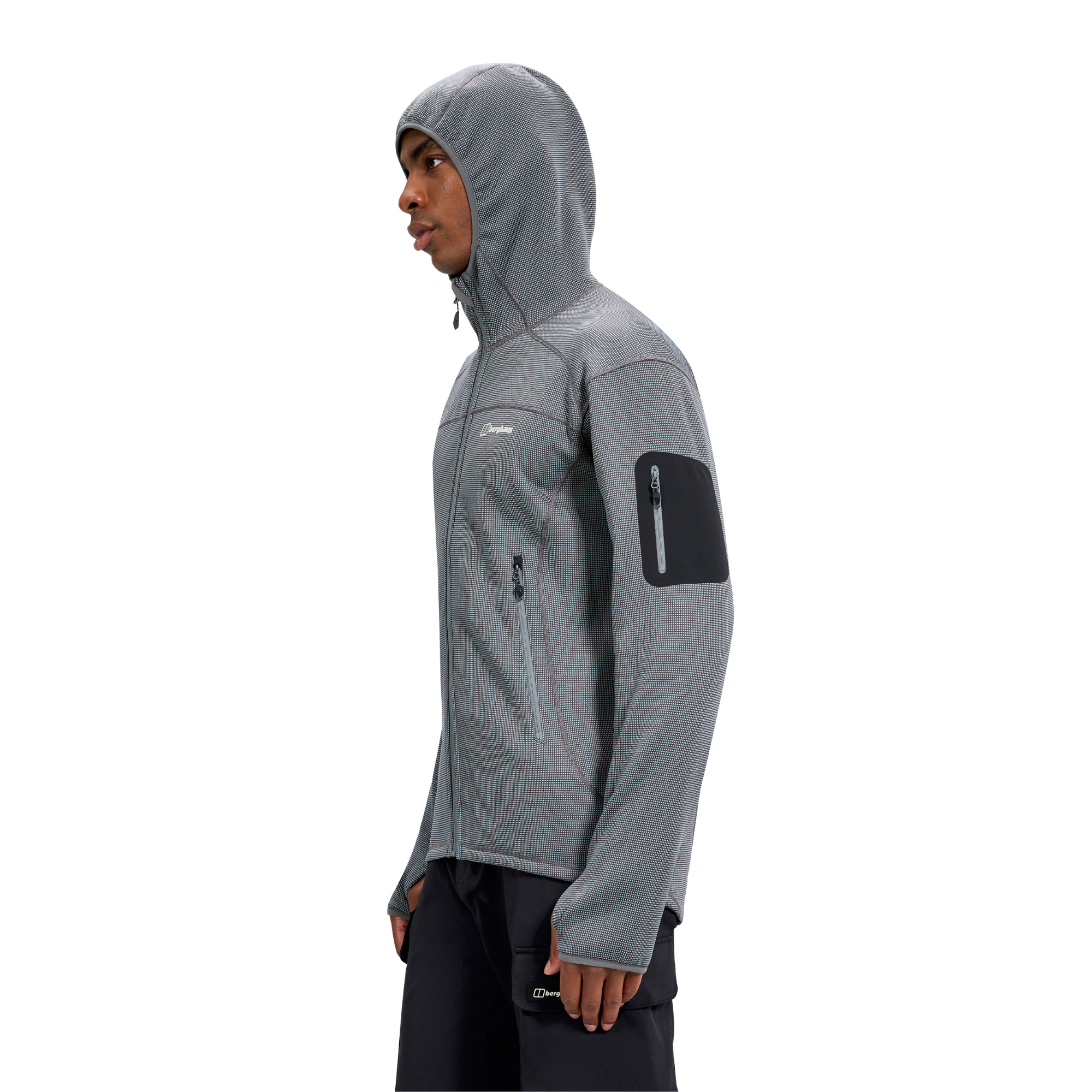 Berghaus Men's Pravitale Mountain 2.0 Hooded Full Zip Fleece (Granite/Cavern)