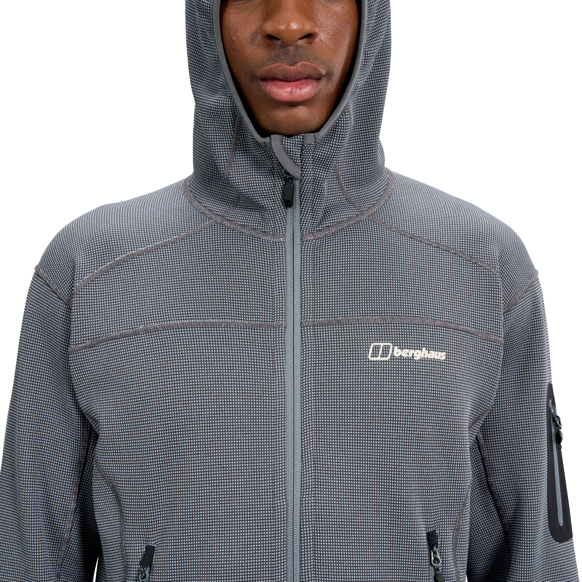Berghaus Men's Pravitale Mountain 2.0 Hooded Full Zip Fleece (Granite/Cavern)