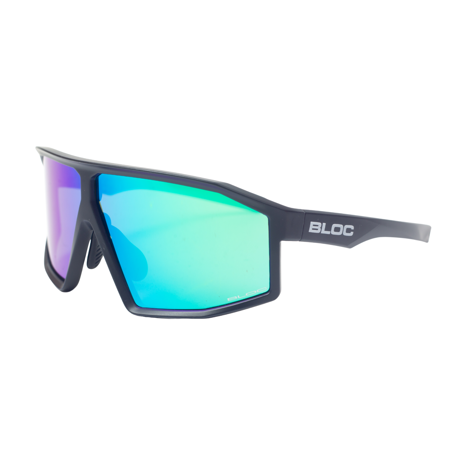 Bloc Blade 2 Sports Sunglasses Green Mirror Brown Base Lens Matt Black Frame BL125