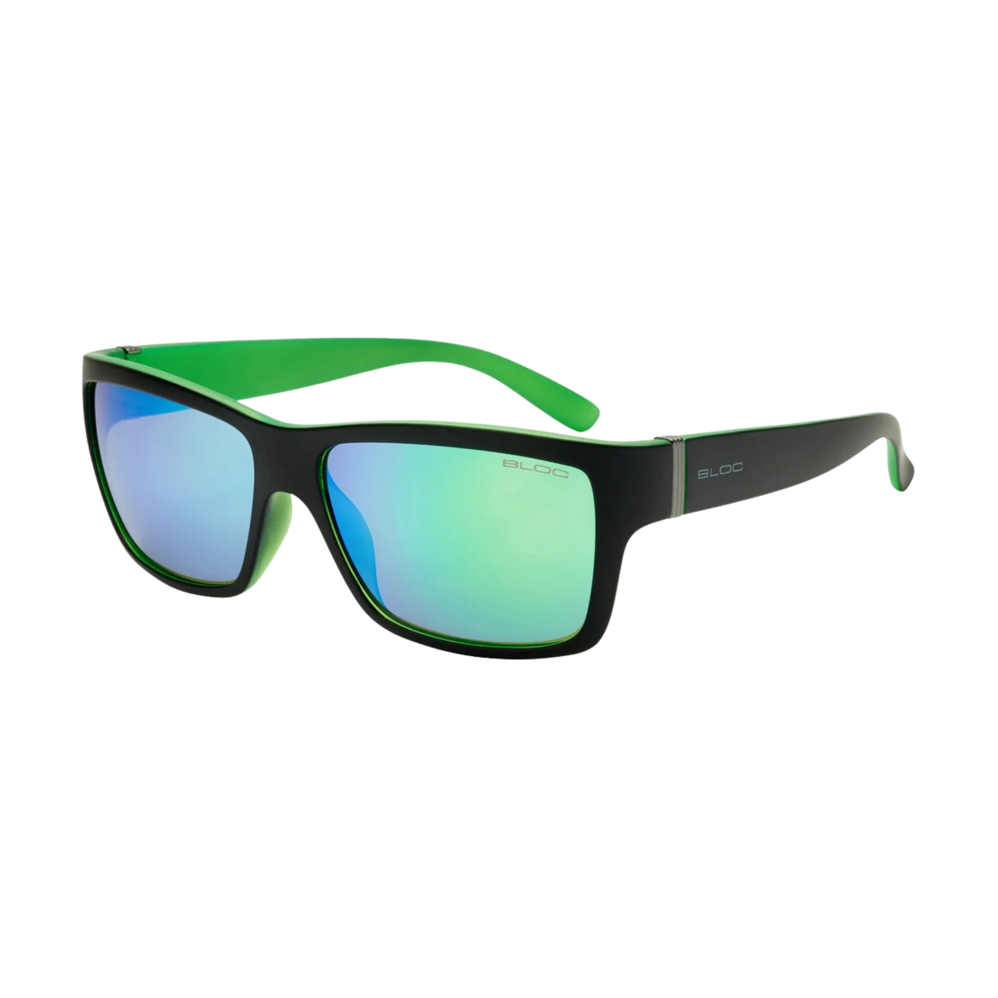 Bloc Eyewear Riser Sunglasses Polarised Green Mirror Lens Matt Black Green Frame XPG1