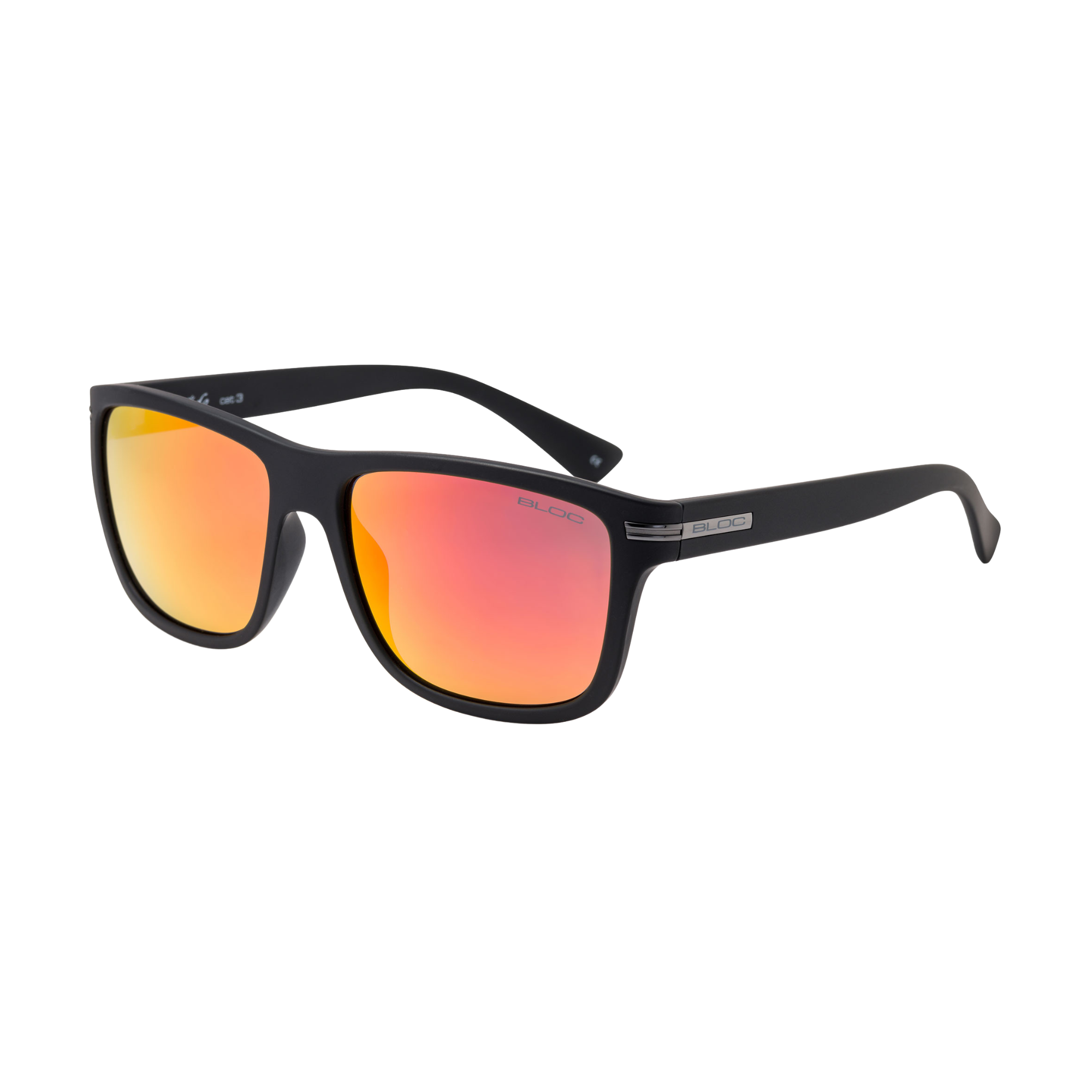 Bloc Eyewear Tide Sunglasses Red Mirror Lens Matt Black Frame XMR620