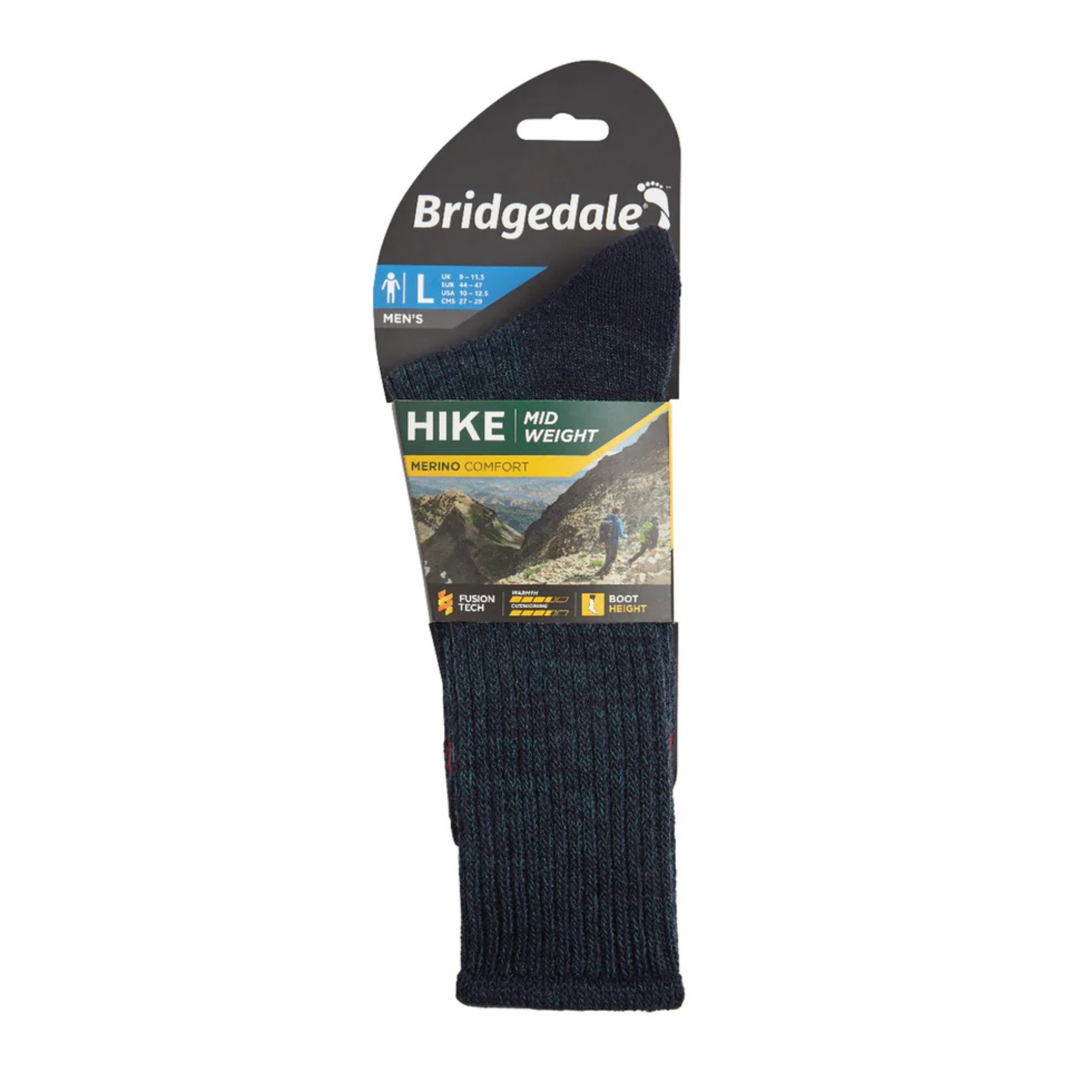 Bridgedale Men's Hike Midweight Merino Comfort Boot Length Socks (Navy)