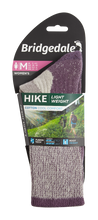 Load image into Gallery viewer, Bridgedale Women's Hike Lightweight Cotton Comfort Boot Length Socks (Plum)
