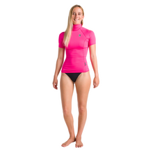 Load image into Gallery viewer, C-Skins Women's NuWave Rash X UPF50+ Short Sleeve Rash Vest (Lipstick/Bright Coral)