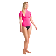 Load image into Gallery viewer, C-Skins Women's NuWave Rash X UPF50+ Short Sleeve Rash Vest (Lipstick/Bright Coral)