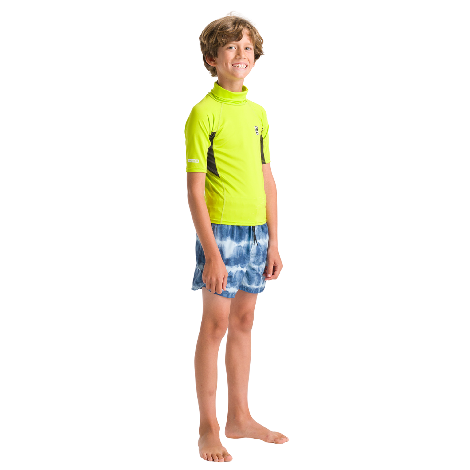 C-Skins Junior NuWave Rash X UPF50+ Short Sleeve Rash Vest (Lime/Anthracite/Multi)