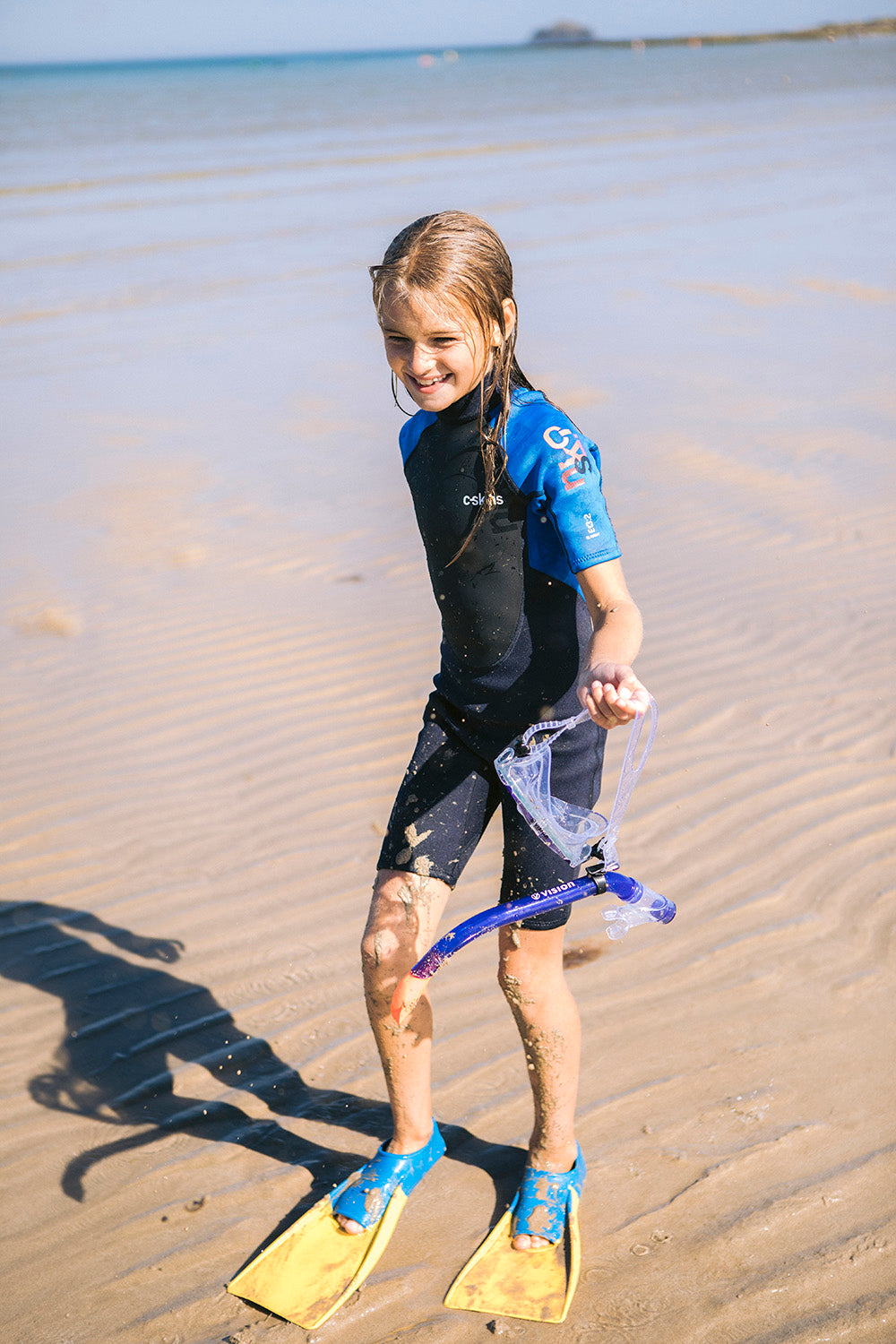 C-Skins Junior Element 3/2mm Flatlock Shorty Wetsuit (Cyan/Slate/Multi)