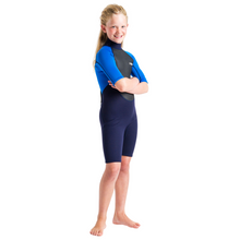 Load image into Gallery viewer, C-Skins Junior Unisex Element 3/2mm Flatlock Shorty Wetsuit (Cyan/Slate/Multi)