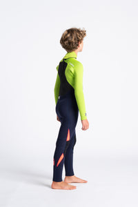 C-Skins Junior Legend 4/3 Steamer Wetsuit (Slate Navy/Lime/Fluorescent Red)