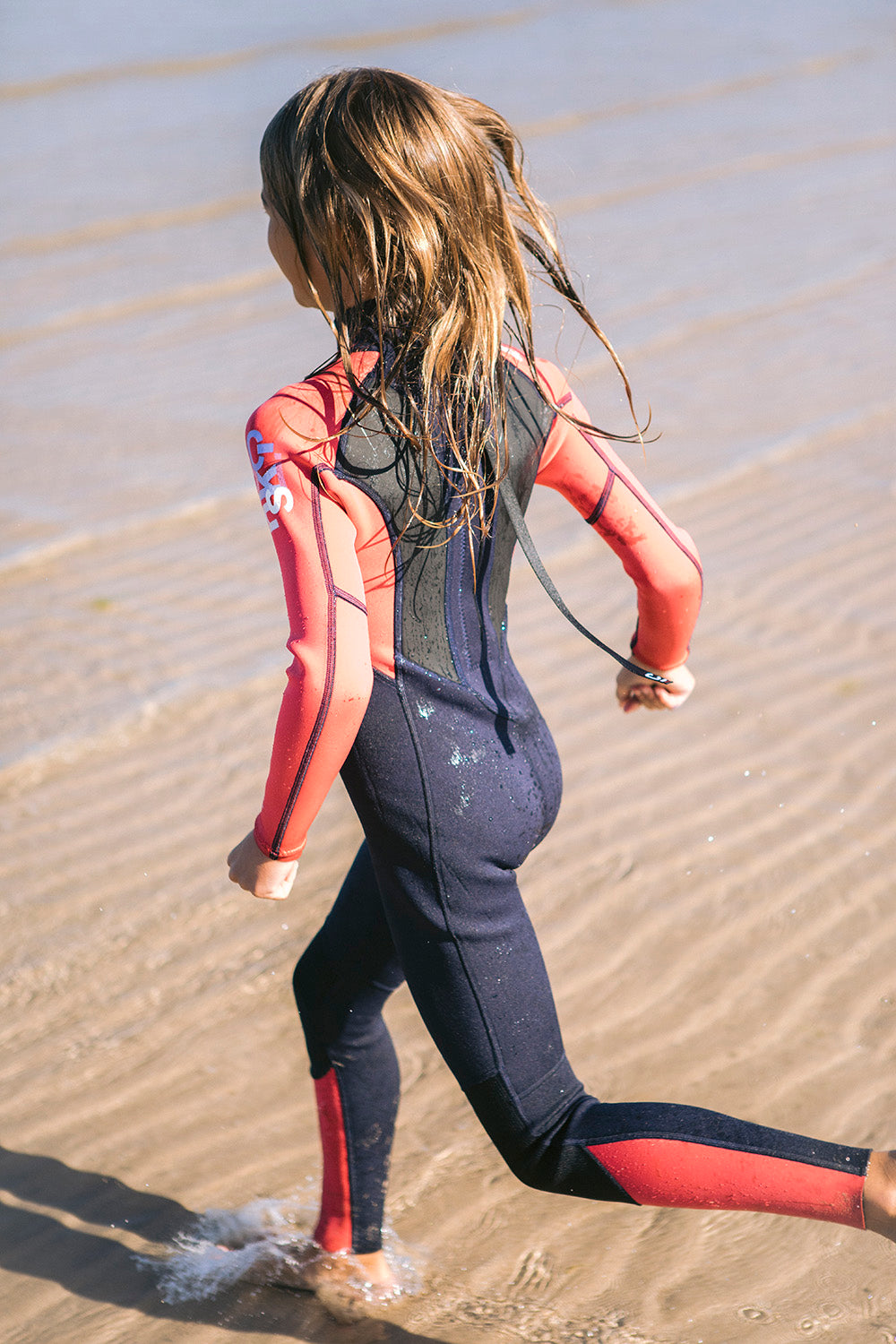 C-Skins Junior Element 3/2mm Flatlock Steamer Wetsuit (Slate/Coral/Multi)