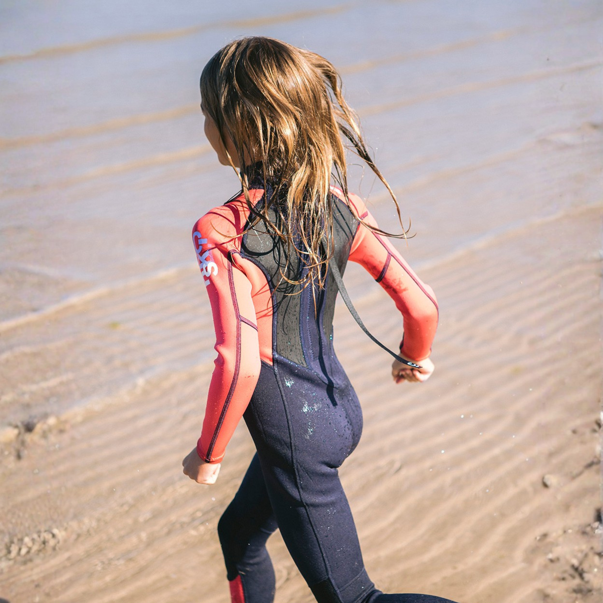 C-Skins Junior Element 3/2mm Flatlock Steamer Wetsuit (Slate/Coral/Multi)