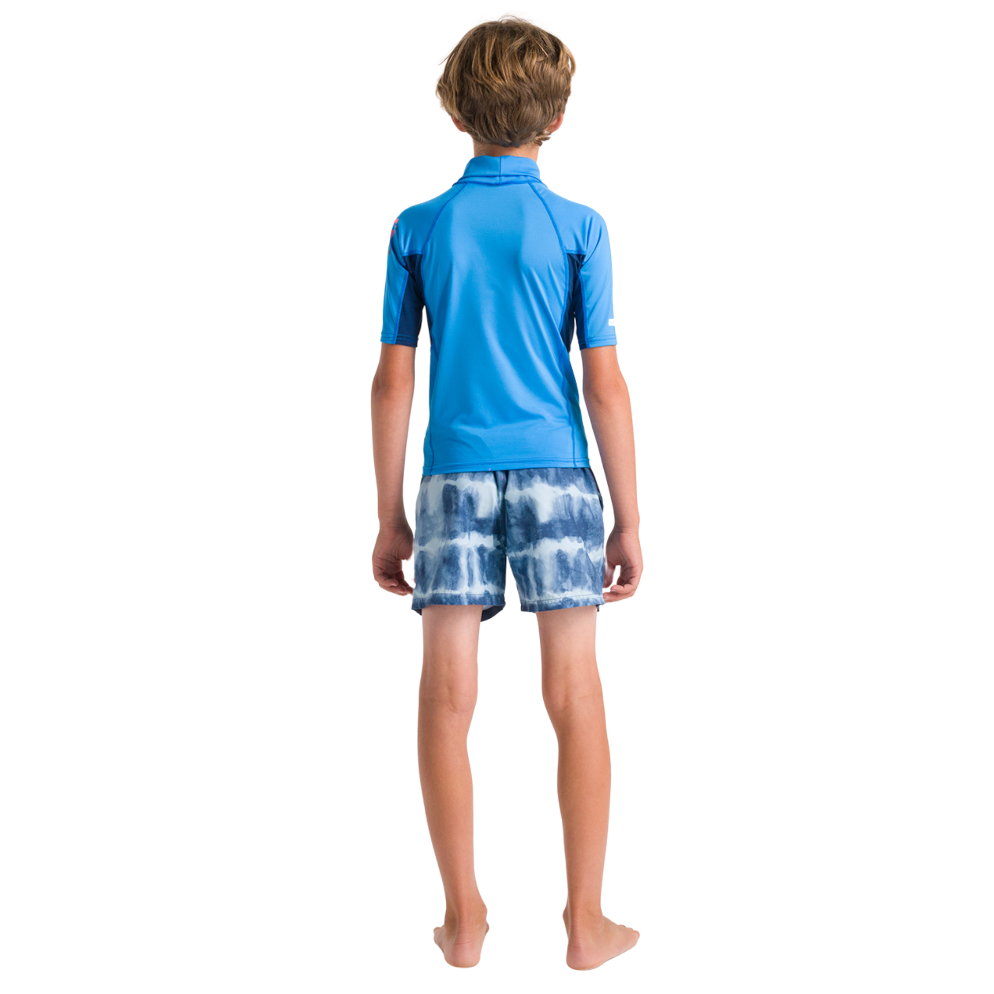 C-Skins Junior NuWave Rash X Short Sleeve Rash Vest (Cyan/Slate/Multi)