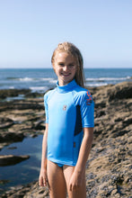 Load image into Gallery viewer, C-Skins Junior Unisex NuWave Rash X Short Sleeve Rash Vest (Cyan/Slate/Multi)