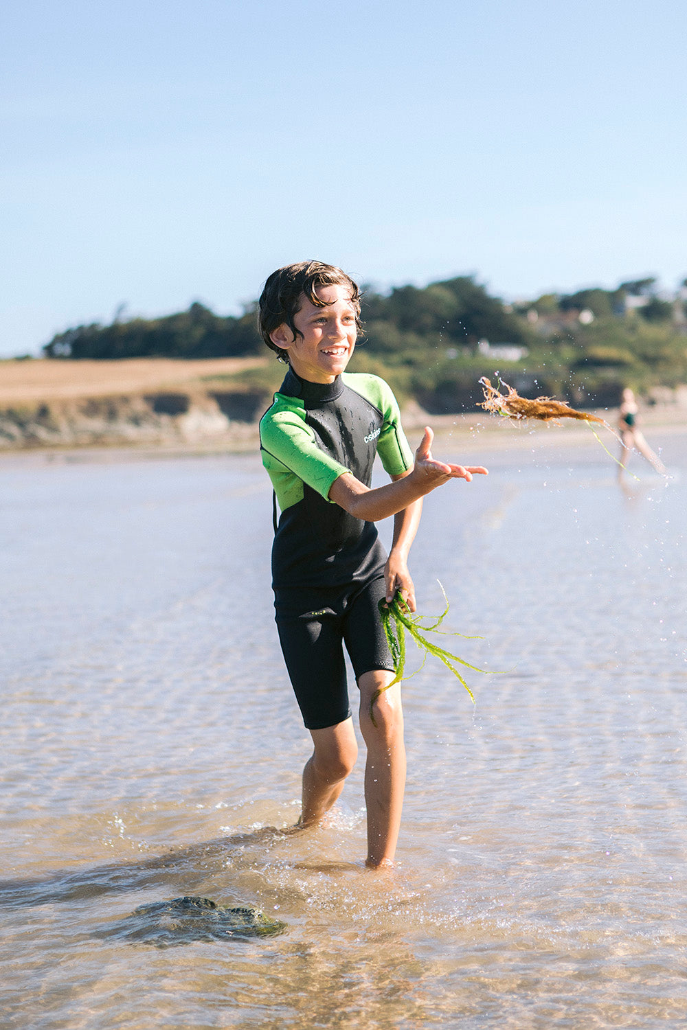 C-Skins Junior Element 3/2mm Flatlock Shorty Wetsuit (Anthracite/Lime/Multi)
