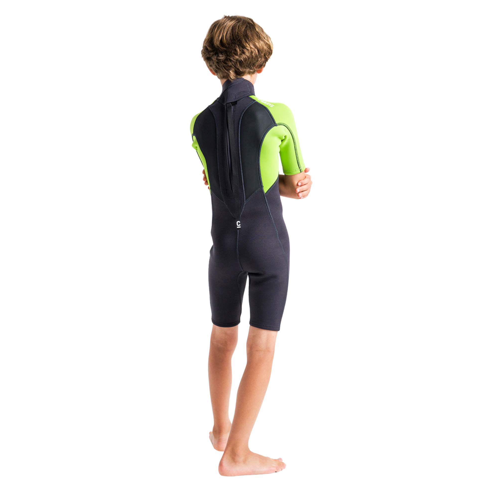 C-Skins Junior Element 3/2mm Flatlock Shorty Wetsuit (Anthracite/Lime/Multi)