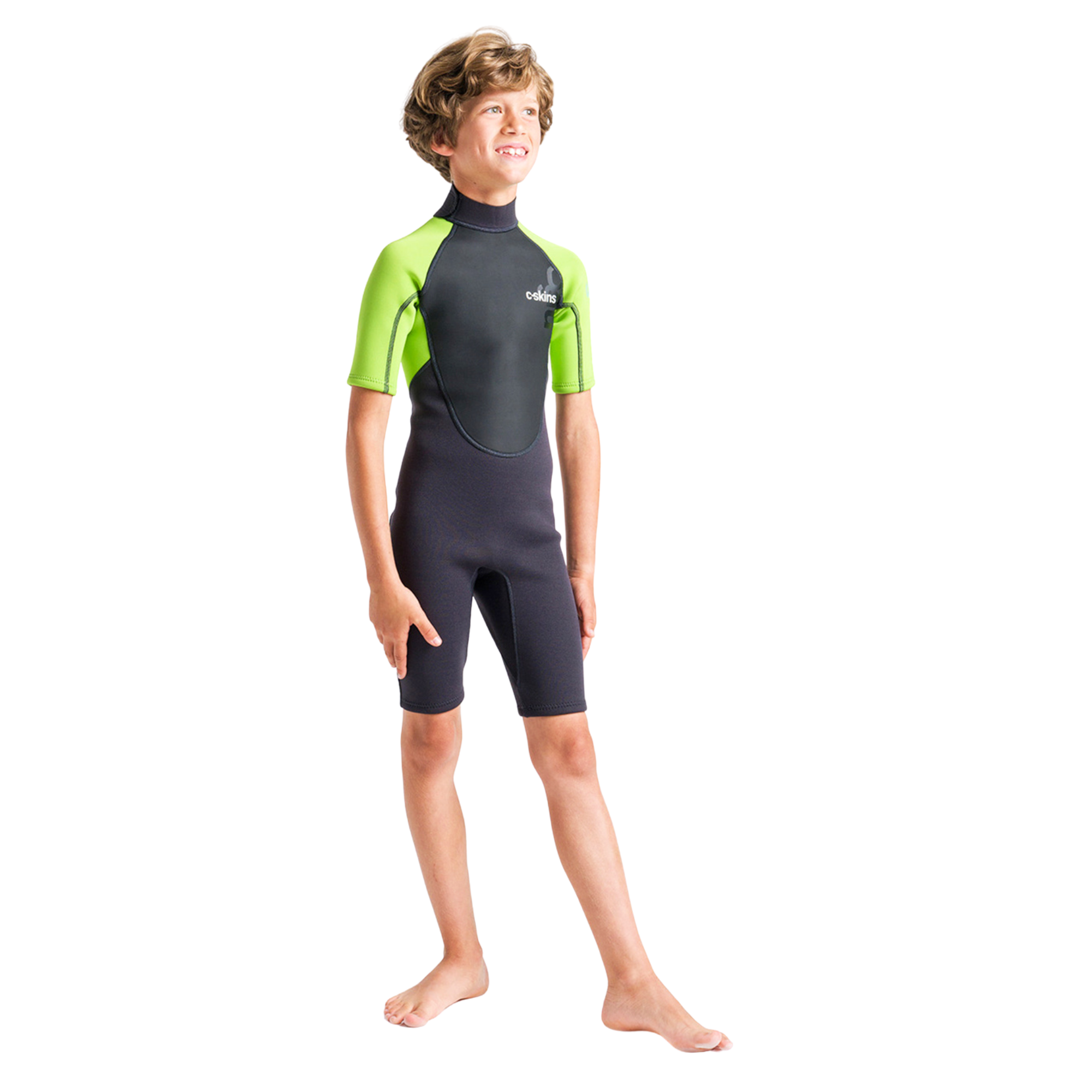 C-Skins Junior Element 3/2mm Flatlock Shorty Wetsuit (Anthracite/Lime/Multi)