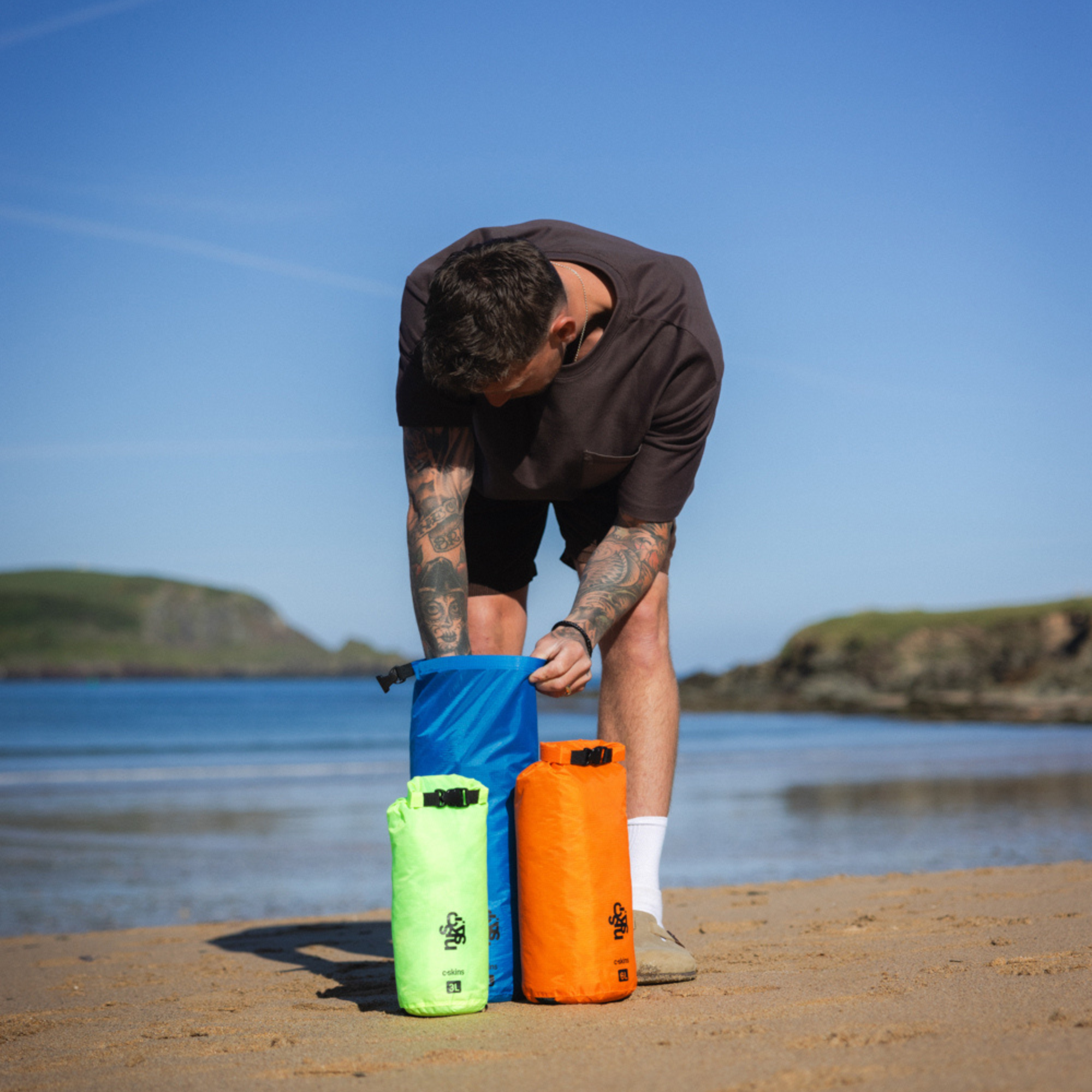 C-Skins Lite 3L/6L/8L Dry Bag Multi Pack (Hawaiian Blue/Flame Orange/Flash Green)