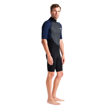 Load image into Gallery viewer, C-Skins Men's Element 3/2mm Flatlock Shorty Wetsuit (Black/Slate/Cyan)
