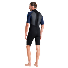 Load image into Gallery viewer, C-Skins Men's Element 3/2mm Flatlock Shorty Wetsuit (Black/Slate/Cyan)