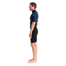 Load image into Gallery viewer, C-Skins Men's Element 3/2mm Flatlock Shorty Wetsuit (Black/Slate/Cyan)