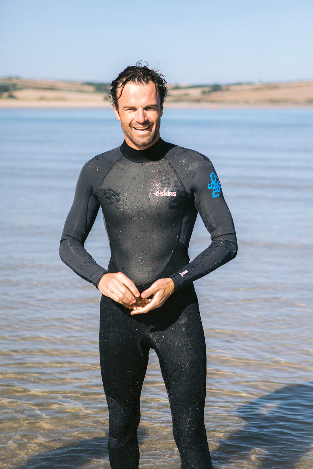 C-Skins Men's Element 3/2mm Flatlock Steamer Wetsuit (Black/Anthracite/Cyan)