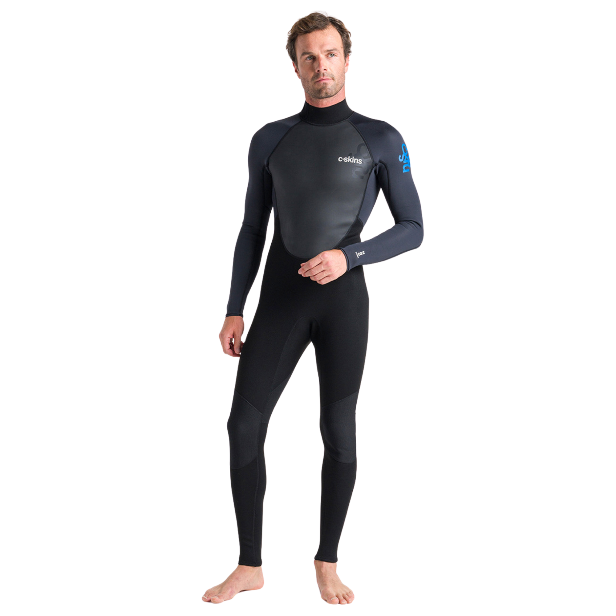 C-Skins Men's Element 3/2mm Flatlock Steamer Wetsuit (Black/Anthracite/Cyan)