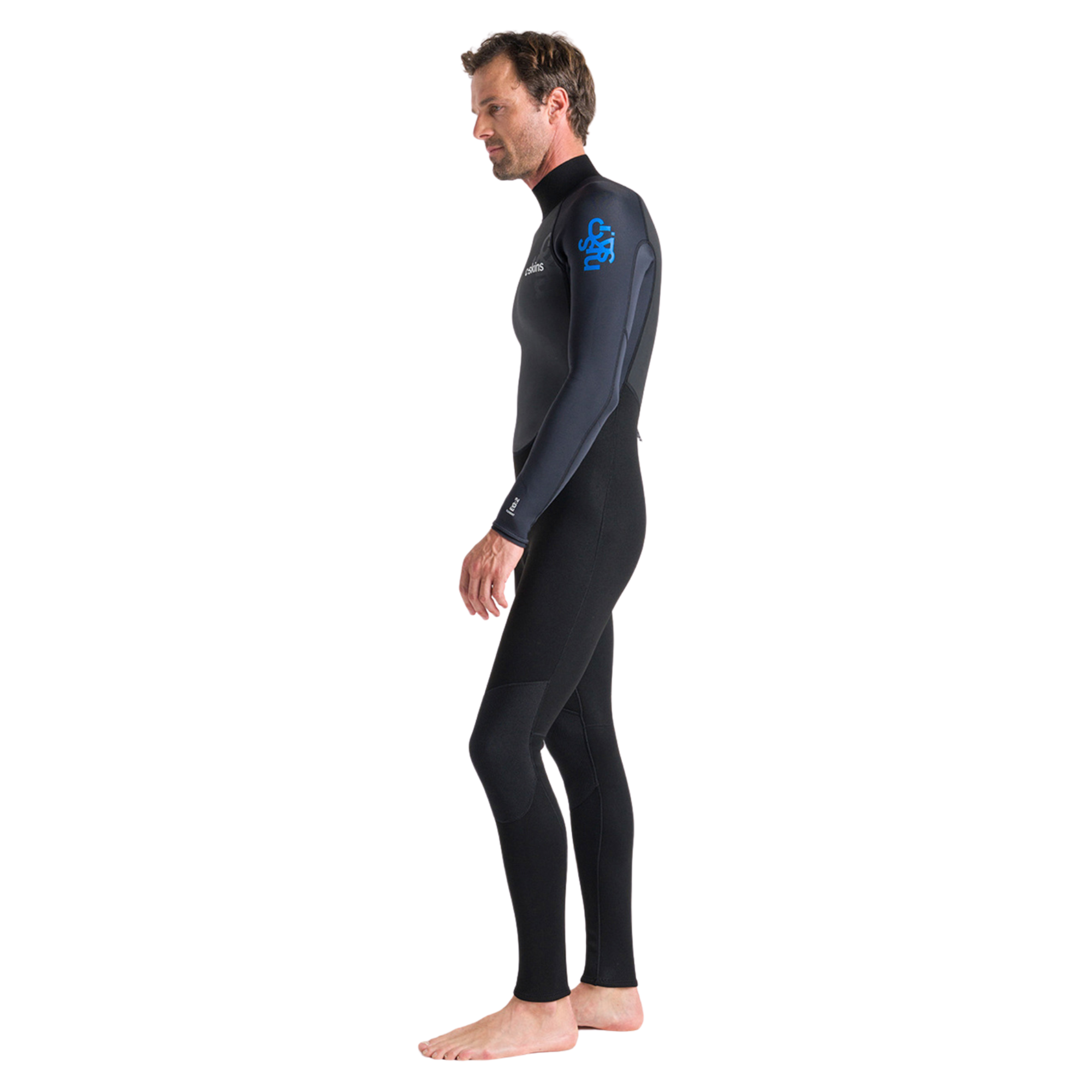 C-Skins Men's Element 3/2mm Flatlock Steamer Wetsuit (Black/Anthracite/Cyan)