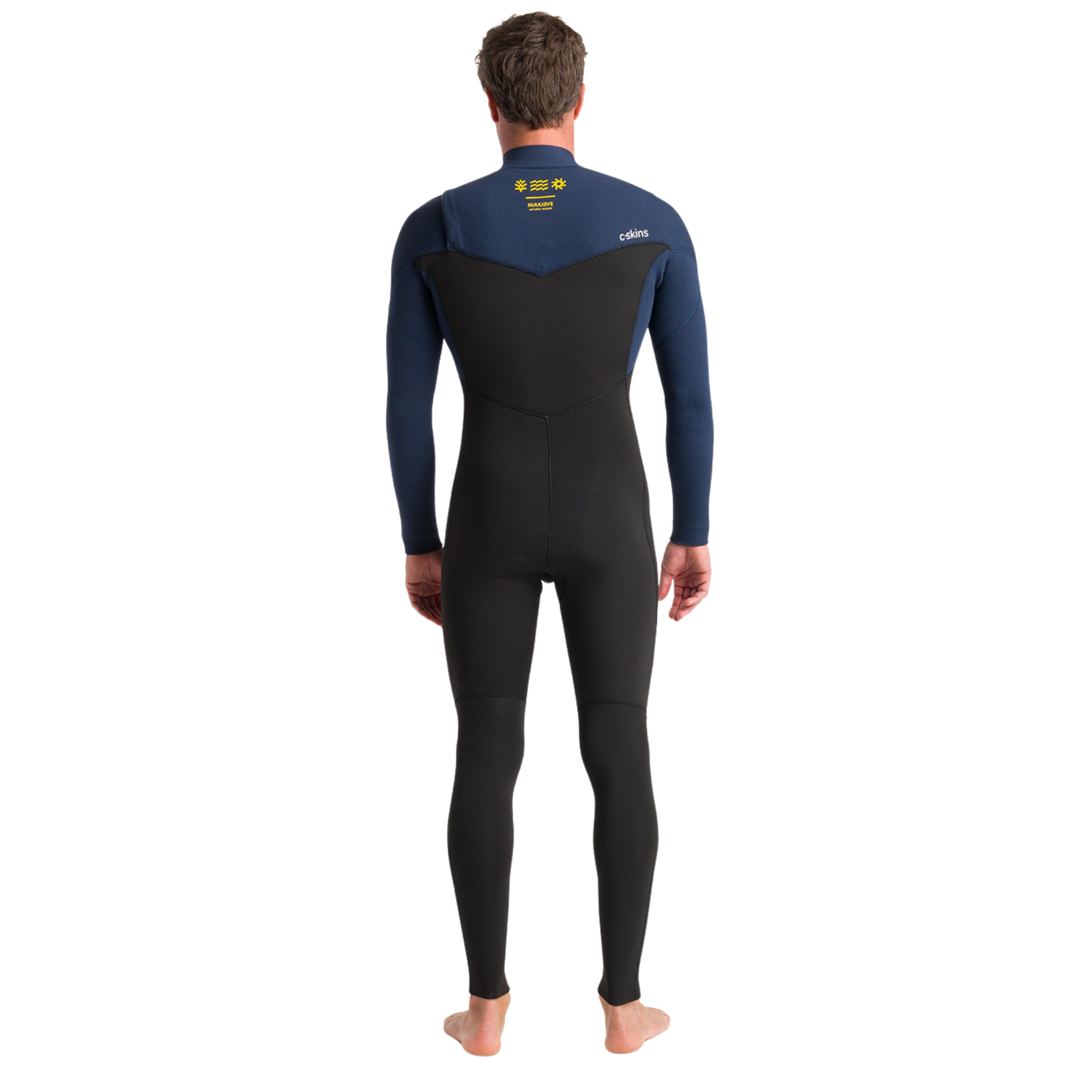 C-Skins Men's NuWave Session 4/3mm GBS Chest Zip Steamer (Black/Bluestone/Saffron)