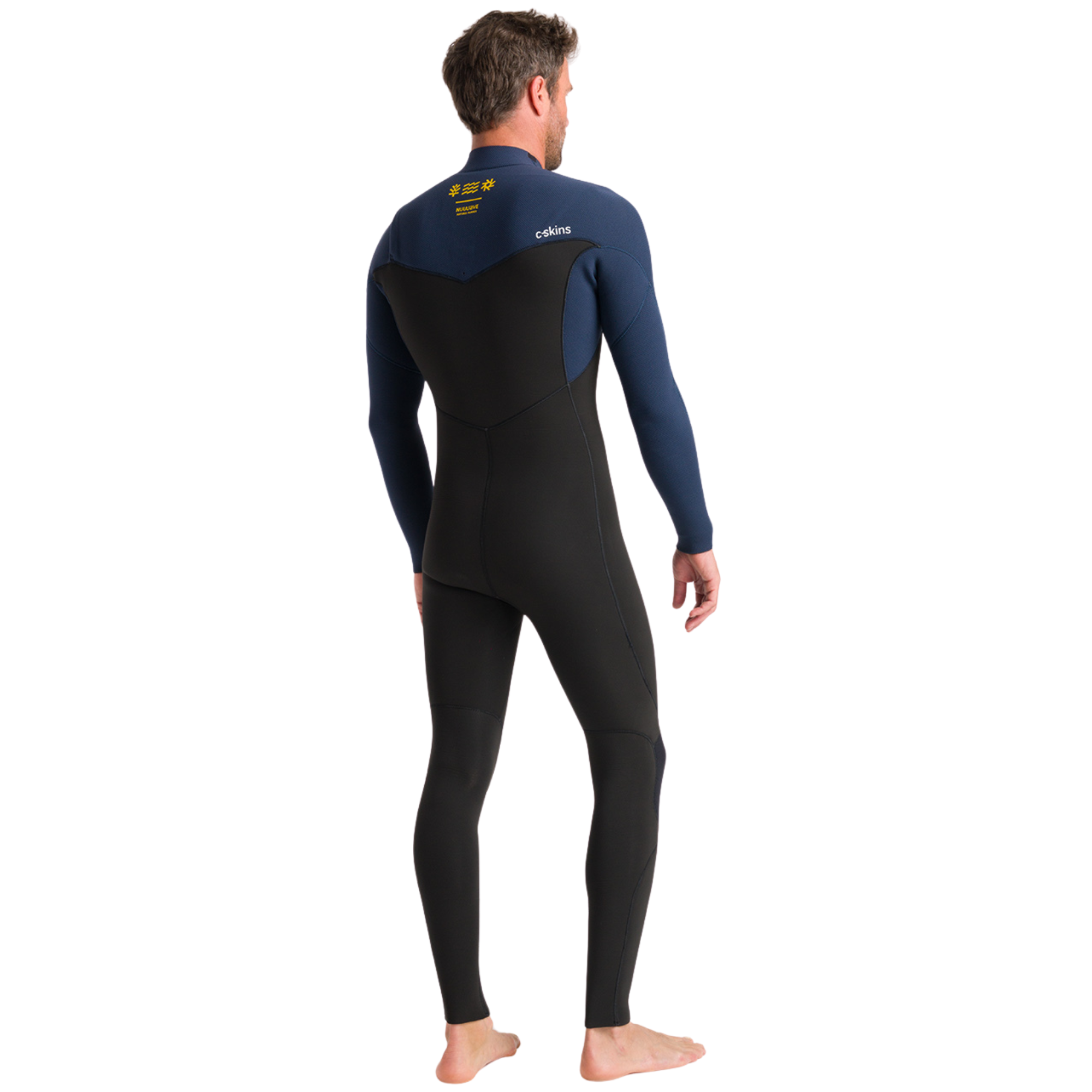 C-Skins Men's NuWave Session 4/3mm GBS Chest Zip Steamer (Black/Bluestone/Saffron)