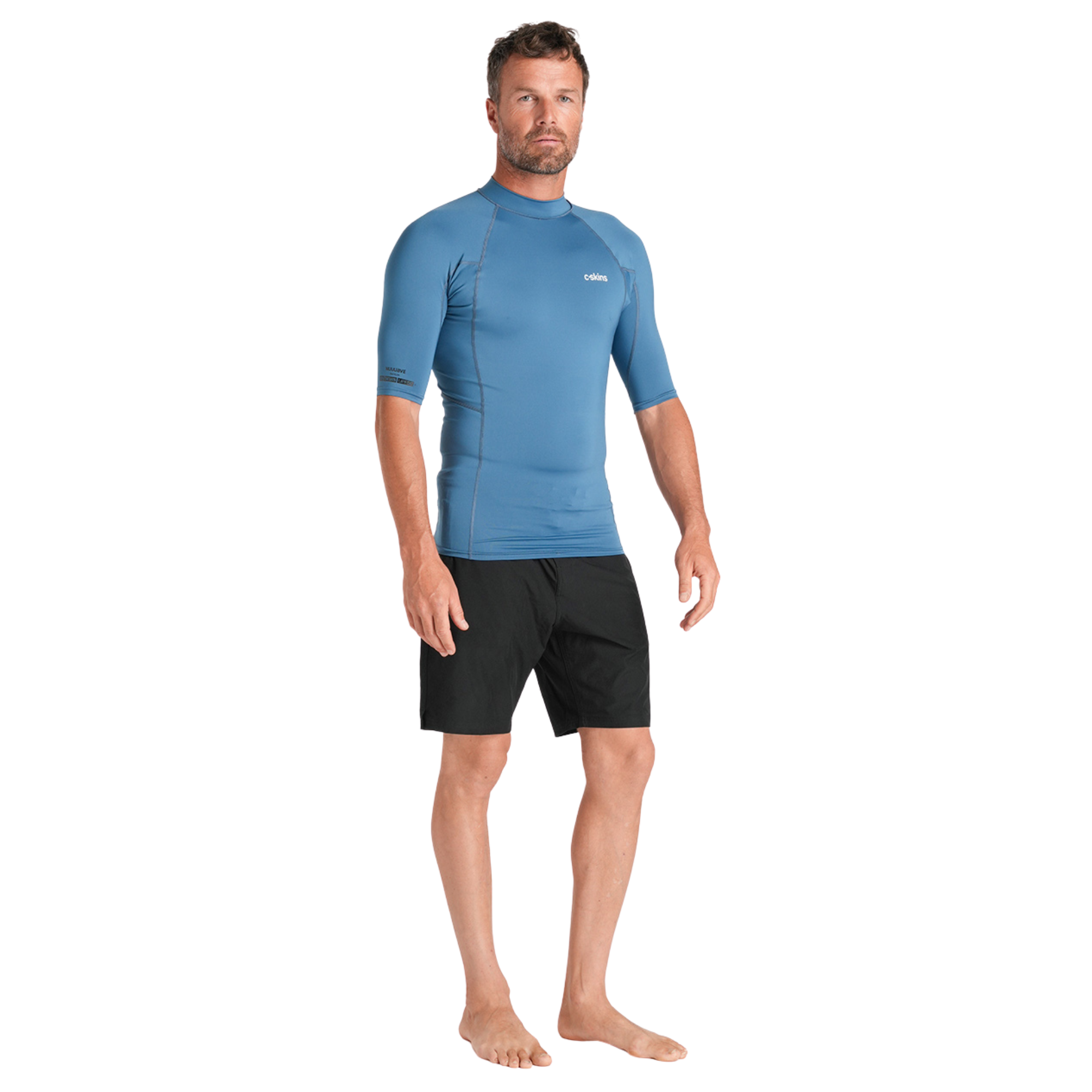 C-Skins Men's NuWave UV Basics UPF50 Short Sleeve Rash Vest (Steel Blue)