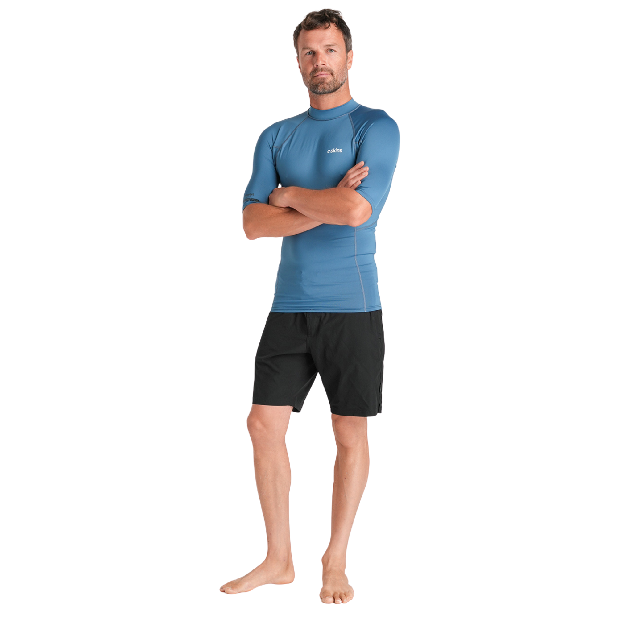 C-Skins Men's NuWave UV Basics UPF50 Short Sleeve Rash Vest (Steel Blue)