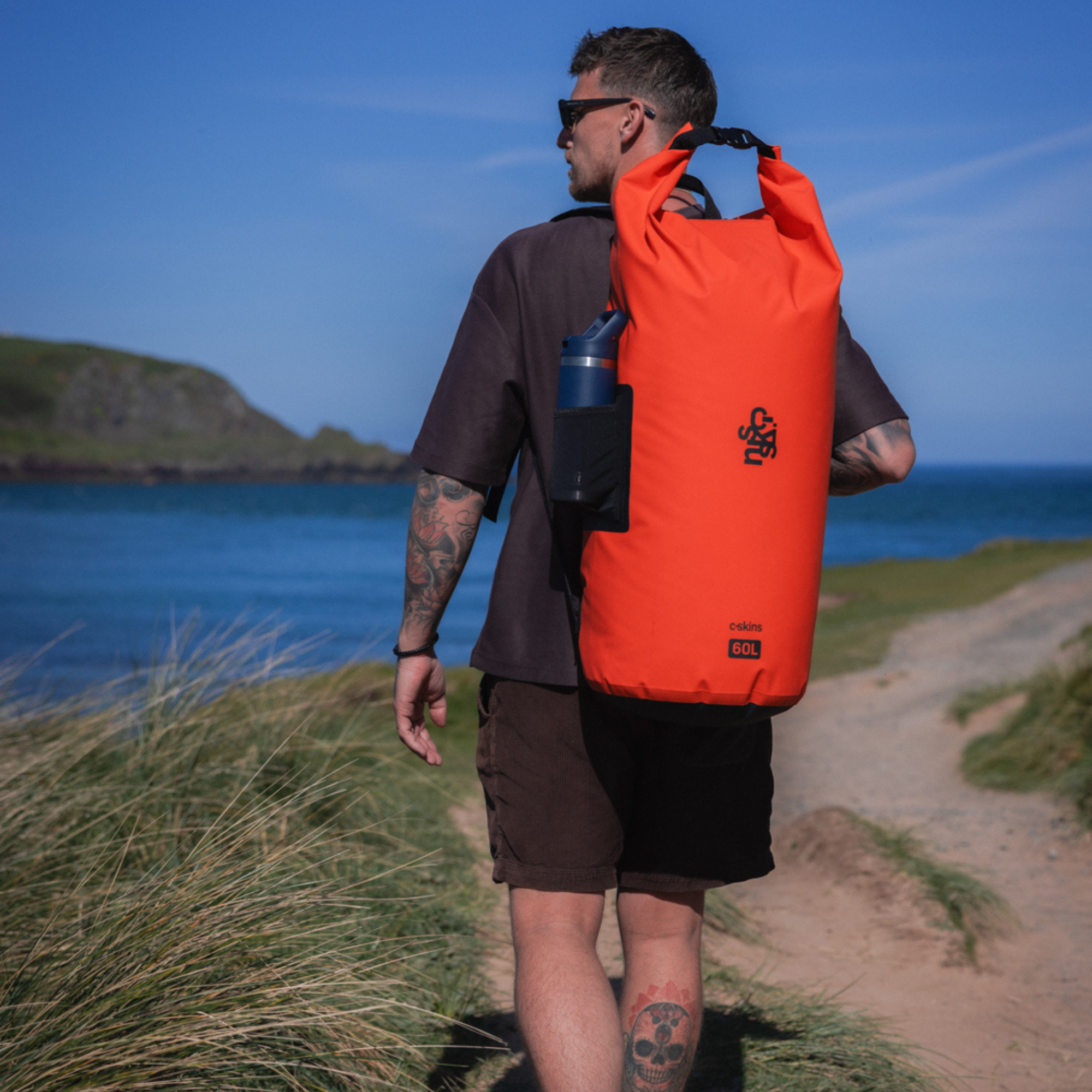 C-Skins Session 60L Dry Bag Backpack (Flame Orange)