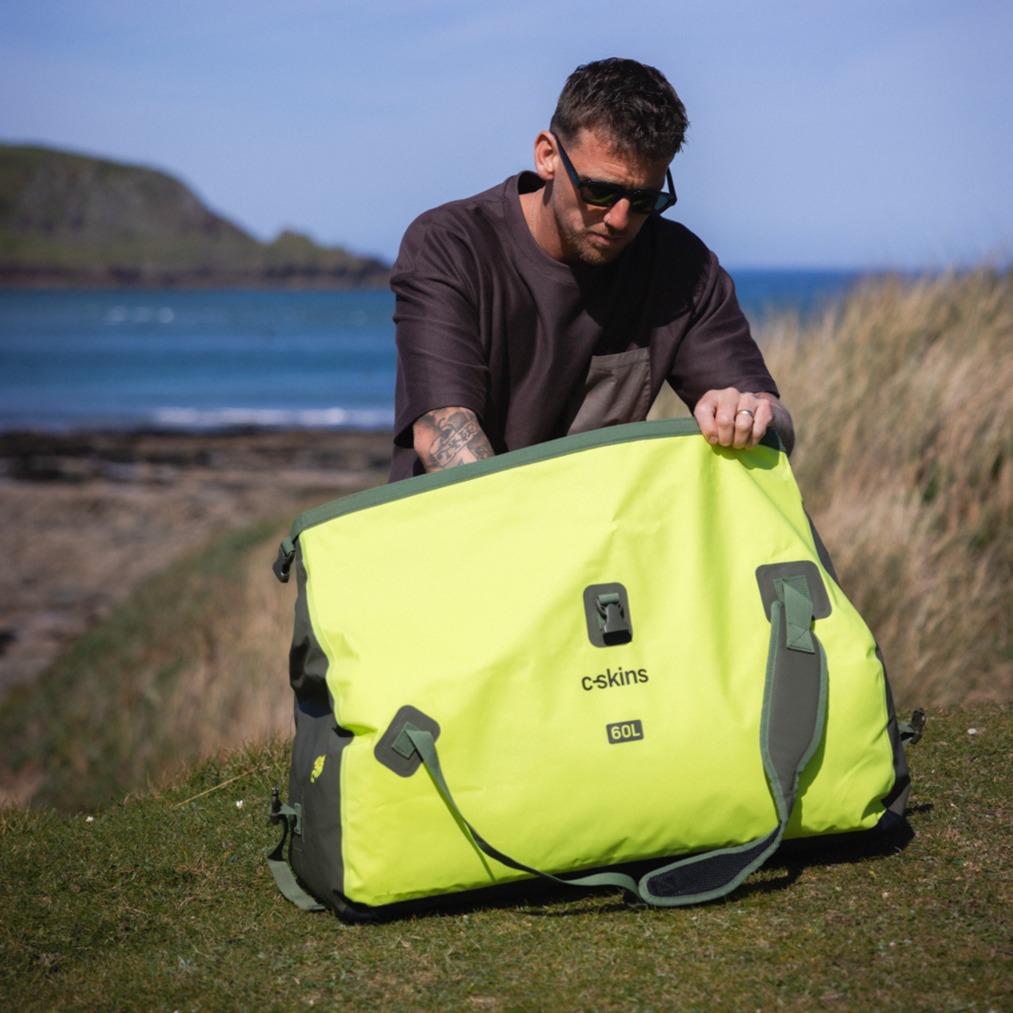 C-Skins Storm Chaser 60L Dry Duffel Bag (Flash Green)