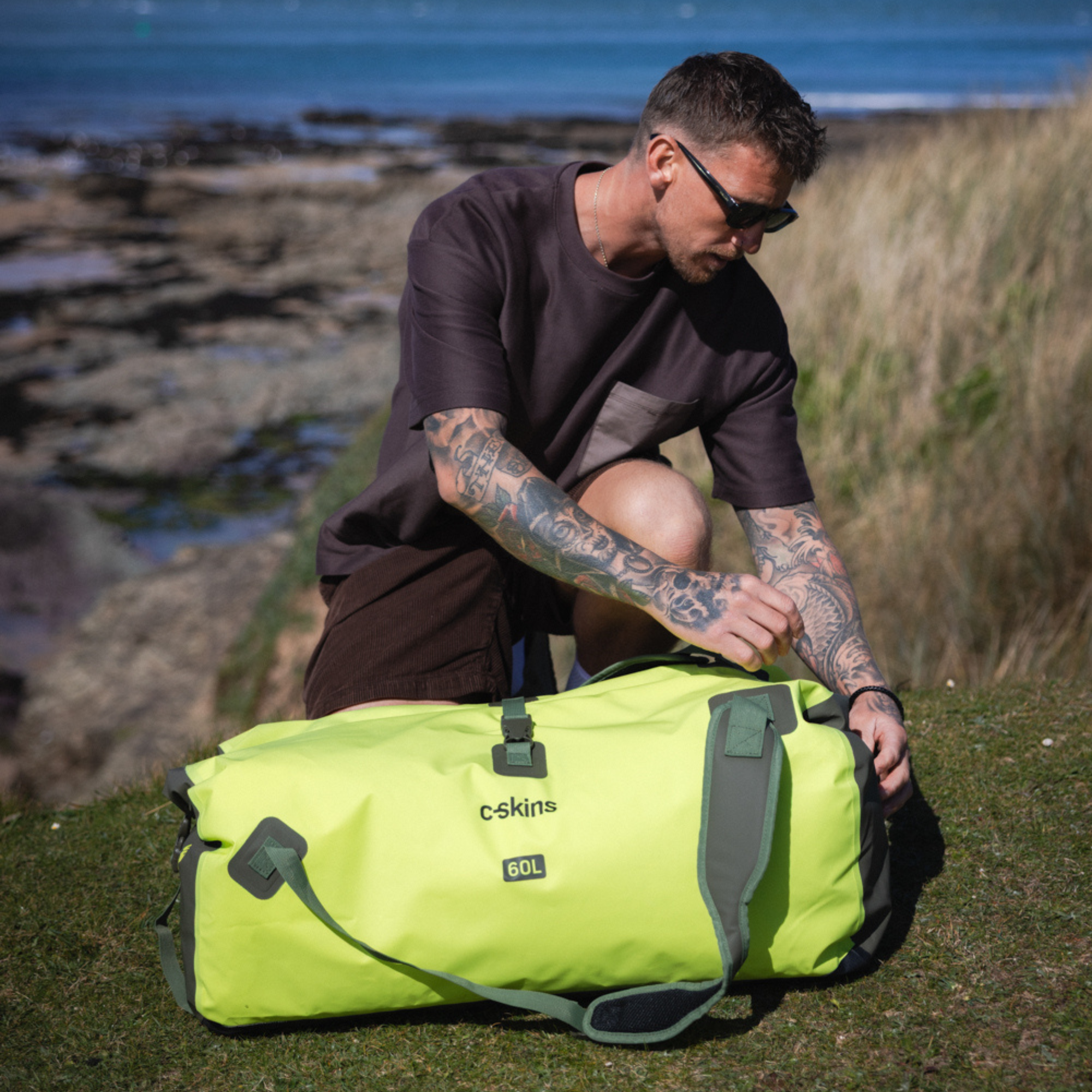 C-Skins Storm Chaser 60L Dry Duffel Bag (Flash Green)