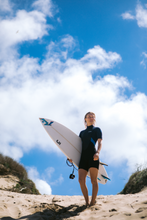 Load image into Gallery viewer, C-Skins Women's Element 3/2mm Flatlock Shorty Wetsuit (Black/Slate/Azure Blue)