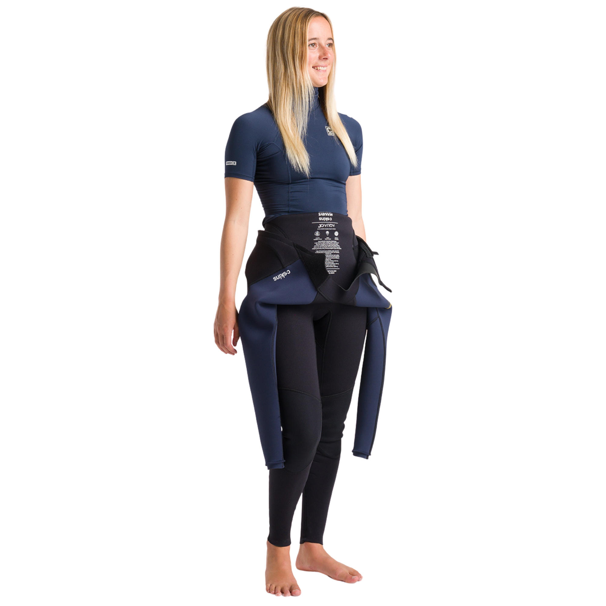 C-Skins Women's NuWave Rash X UPF50+ Short Sleeve Rash Vest (Bluestone/White)