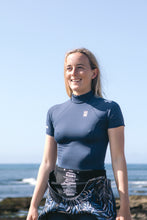 Load image into Gallery viewer, C-Skins Women's NuWave Rash X UPF50+ Short Sleeve Rash Vest (Bluestone/White)